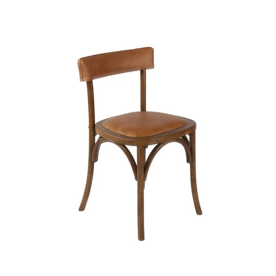 Prague Oak Dining Chair -Tan Leather